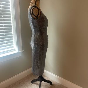 Betsy & Adam Sequin Dress, Size 6, Silver